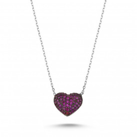 Cz Heart Sterling Silver Necklace Pendant
