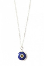 Dark Blue Glass Evil Eye Bead Wholesale Turkish Silver Necklace