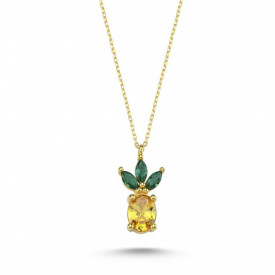 Pineapple Pendant Sterling Silver Necklace Gemstone
