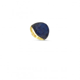 Turkish Blue Sapphire Yellow Gold Wholesale Rings in Sterling Silver 925 Adjustable Size.