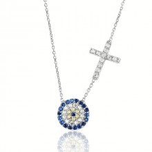 Wholesale Cross Design Evil Eye Silver Necklace Pendant