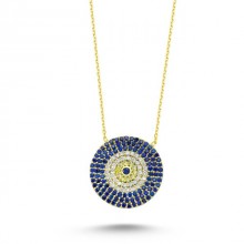 Wholesale Turkish Blue Evil Eye Large Necklace Pendant Silver 925
