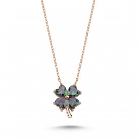Clover Gemstone Sterling Silver Necklace Pendant