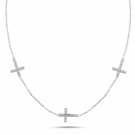 Cross Evil Eye Design Necklace Wholesale Sterling Silver 925