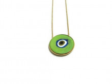 Green Evil Eye Wholesale Turkish Sterling Silver Round Necklace Pendant