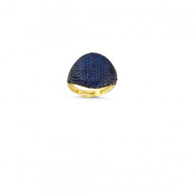 Turkish Blue Sapphire Yellow Gold Wholesale Rings in Sterling Silver 925 Adjustable Size.