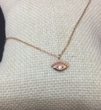 Wholesale Tiny Turkish CZ Evil Eye Gold Necklace