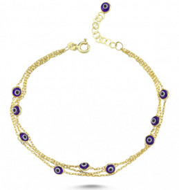 Blue Beads Evil Eye Charm Wholesale Turkish Silver Bracelet