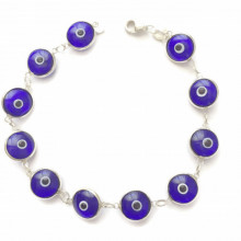 Dark Blue Evil Eye Wholesale Turkish Silver Bracelet