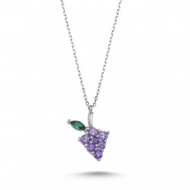 Grape Silver Pendant Gemstone Necklace