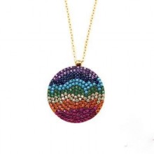 Multicolor Stone Wholesale Round Evil Eye Silver Necklace Pendant