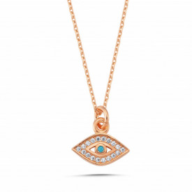 Wholesale Tiny Turkish CZ Evil Eye Gold Necklace