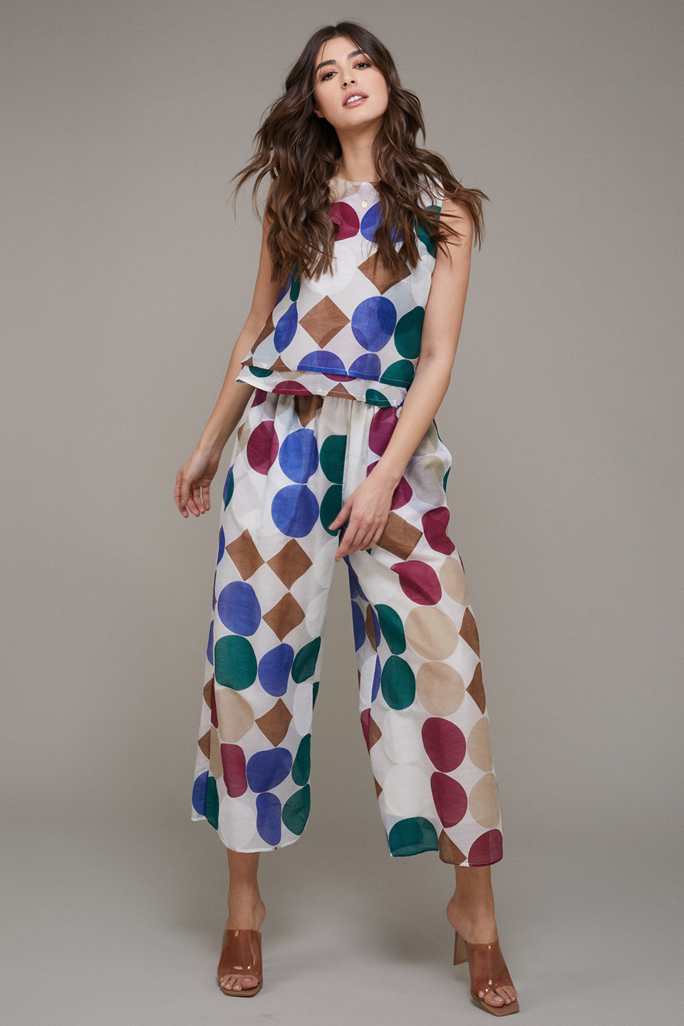 PANTALONI LARGI DE BUMBAC AFTERNOON COFFEE