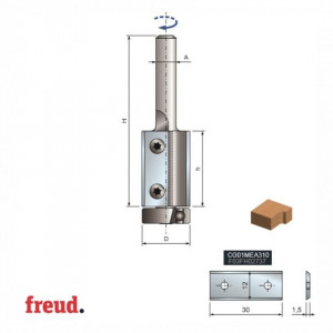 Freza pentru indreptat cant cu placute amovibile si rulment copier inferior - TG74MD