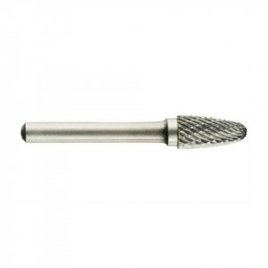 Freza din carbura de tungsten forma F - arcuita cu cap rotunjit, tais dublu (incrucisat) tip D