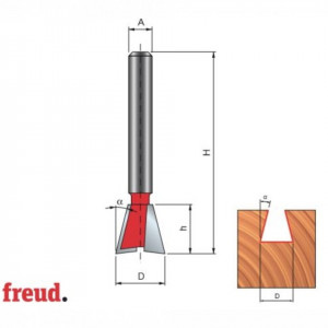Freza profilata coada de randunica, placata CMS, Z2, cu coada - 22-