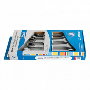 Set de chei combinate din otel forjat cu clichet in cutie de carton 160/2CS