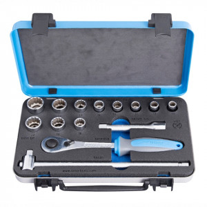 Trusa capete chei tubulare 1/2" in cutie metalica - 190BI12P14
