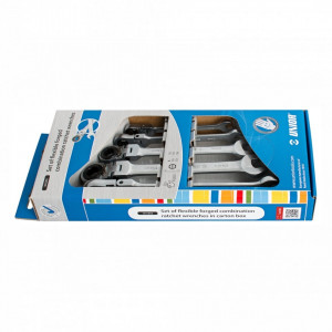 Set de chei articulate combinate din otel forjat cu clichet, in cutie de carton 161/2CS