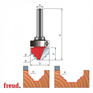 Freza cilindro frontala profilata concav convex cu tesire intre ele, cu rulment copier superior, placata CMS, Z2, cu coada - 39-538