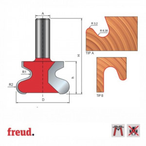 Freza pentru profil maner sertare mobilier, placata CMS Z2, cu coada - 99-00712P