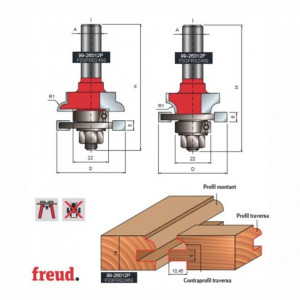 Freza profil contraprofil sinusoidal, placata CMS Z2, cu coada si rulment copier inferior - 99-26012P