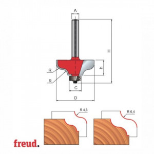 Freza profilata sinusoidal, cu tesire jos, cu rulment copier inferior, placata CMS, Z2, cu coada - 38-