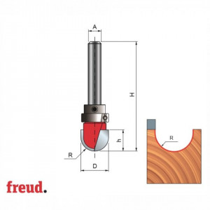 Freza cilindro-frontala profilata convex 1/2C, cu rulment superior, placata CMS, Z2, cu coada - 18-