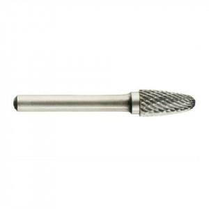 Freza din carbura de tungsten forma F - arcuita cu cap rotunjit, ascutire dubla tip D