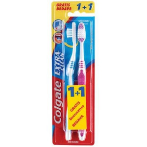Periuta de dinti Colgate Extra Clean 1+1 Gratis, Albastru + Mov