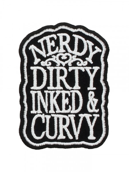 Petic textil decorativ / Patch brodat Nerdy, Dirty, Inked & Curvy