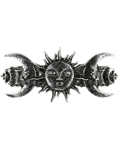 Clama par gotica, Soare si Luna - argintiu 10 cm