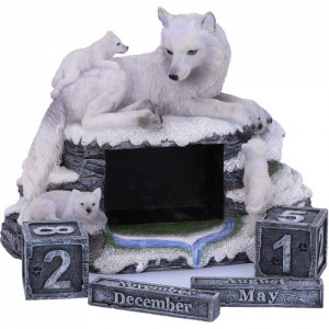 Calendar perpetuu pentru birou lupi albi Veghea Mamei 13 cm