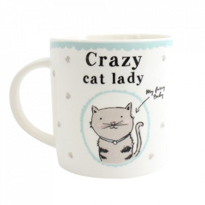 Cana ceramica Femeie nebuna cu pisici 9 cm