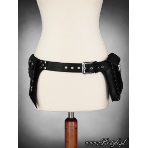 Curea cu buzunare, piele ecologica cu elemente metalice, Pocket Belt