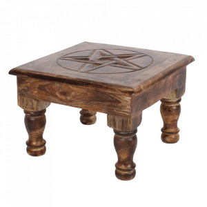 Masuta de altar sculptata din lemn Pentagrama 30 cm