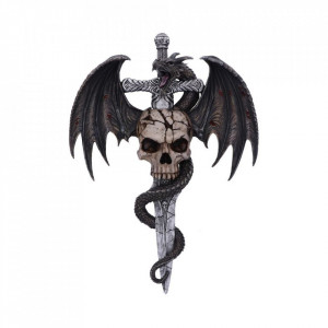 Placheta decorativa pentru perete Draco Skull 37cm