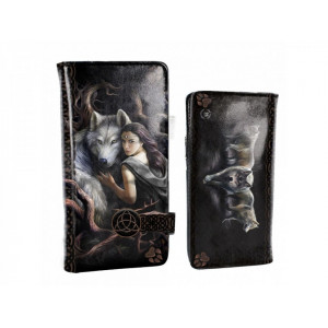 Portofel lung embosat lupi Suflete Pereche - Anne Stokes - 19 cm