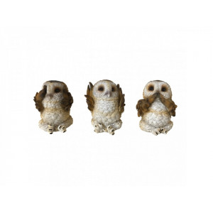 Set 3 statuete Trei bufnite sure intelepte 8 cm