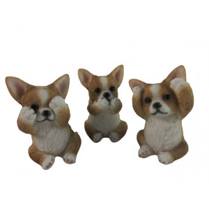 Set 3 statuete Trei catelusi Chihuhua intelepti 10 cm