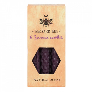 Set 6 lumanari violet din ceara de albine pentru ritualuri de prosperitate si putere 11cm