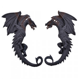 Set doua plachete decorative pentru perete Dragoni 37cm