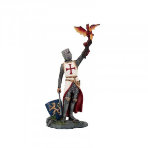 Statueta cavaler Templier cu dragon 12 cm