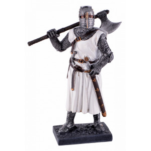 Statueta Cavaler templier cu topor si sabie 18 cm