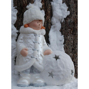 Statueta Fetita cu Bulgare de Zapada 42 cm