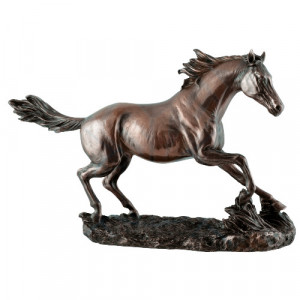 Statueta finisaj bronz Cal galopand 35cm