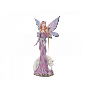 Statueta zana si lup alb Farrah-cea-dalba 22 cm