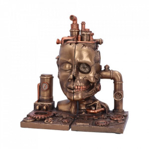 Suport lateral de cărți - book end - Craniu Steampunk Split