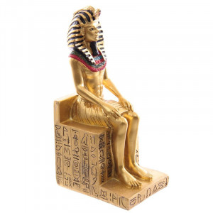 Statueta egipteana Ramses II pe tronul cu hieroglife