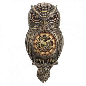 Ceas de perete steampunk cu bufnita Chronology Wisdom